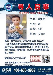 【寻人启事】图中唐铭浩于2025年08月04日上午11:00左右在桂林市临桂区大律街154号附近走失 - 辽源28生活网 liaoyuan.28life.net
